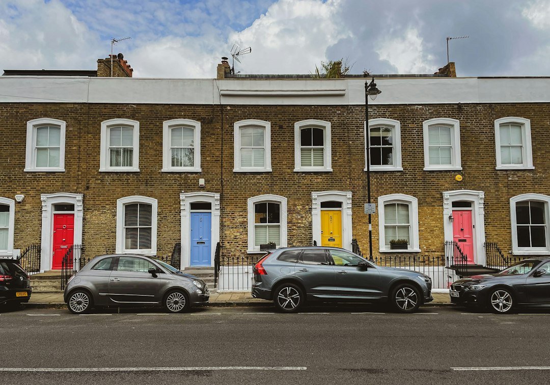 Row of terraced houses on a residential street in Islington, London